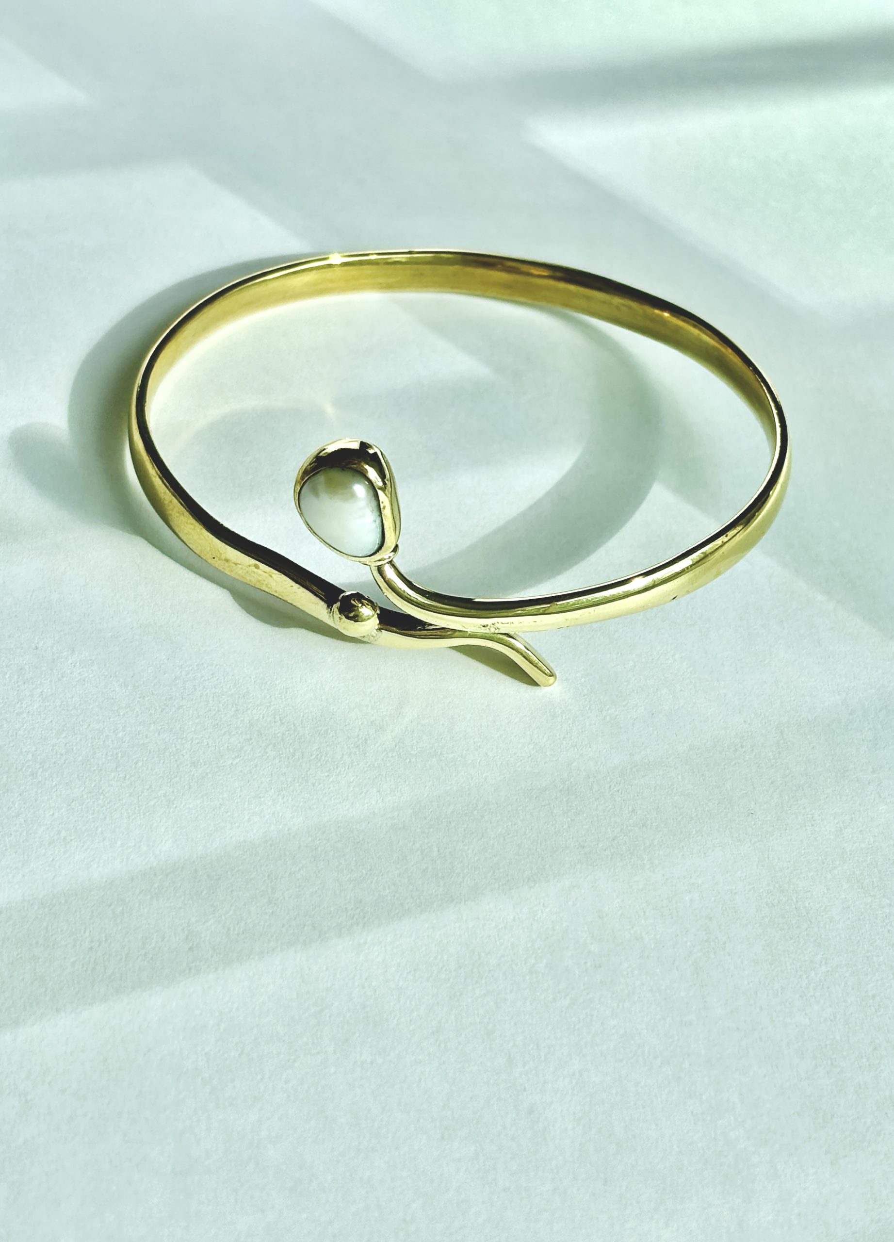 Brass Pearl Bangle - Image 2