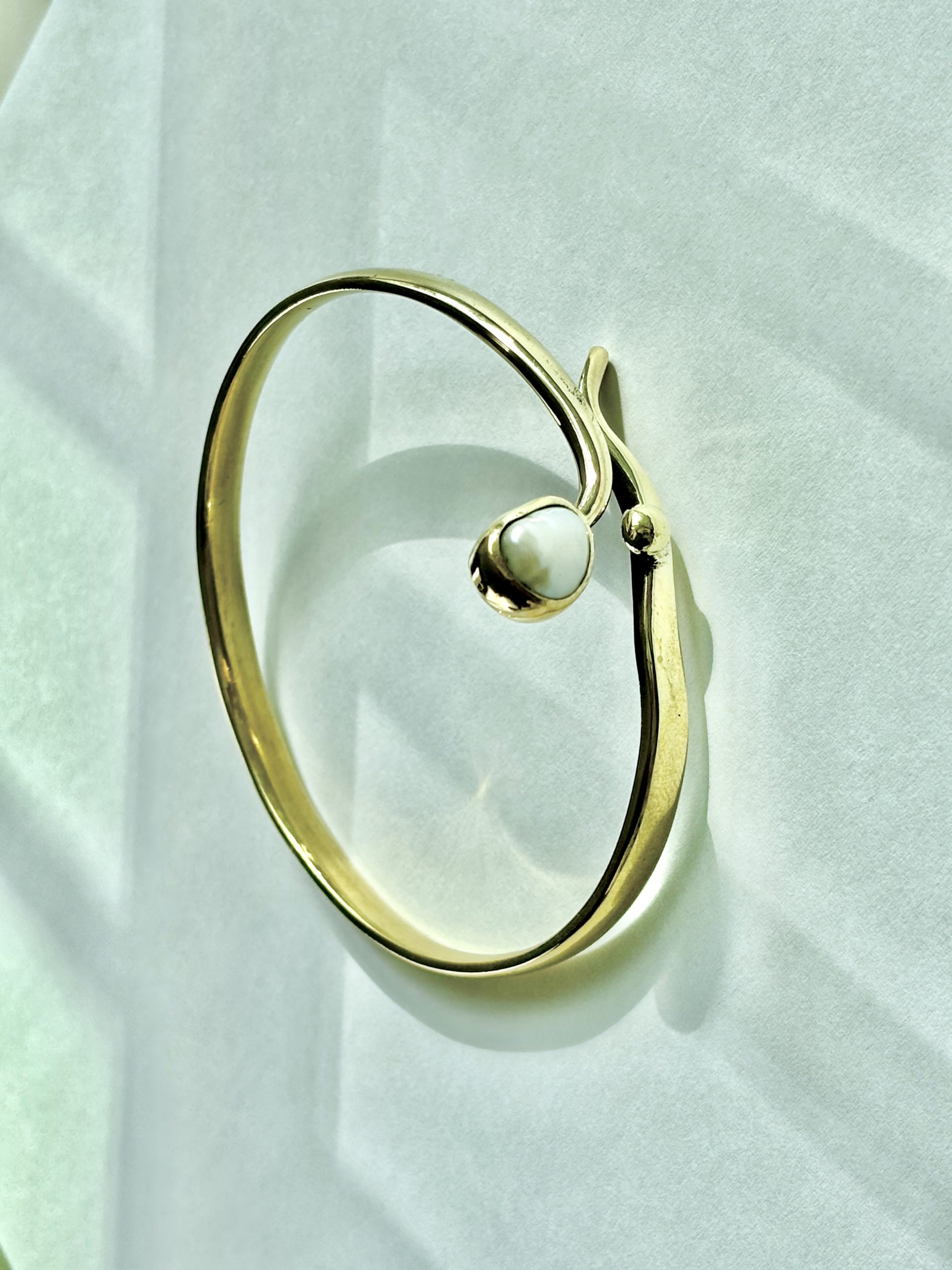 Brass Pearl Bangle - Image 3